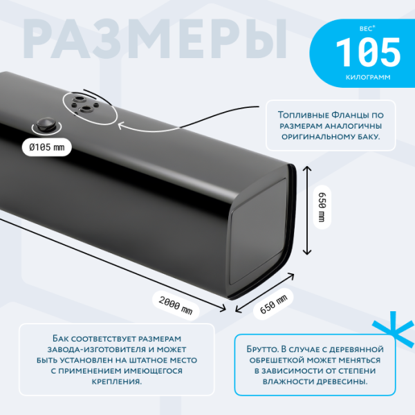 Топливный бак 800 литров (650х650х2000)