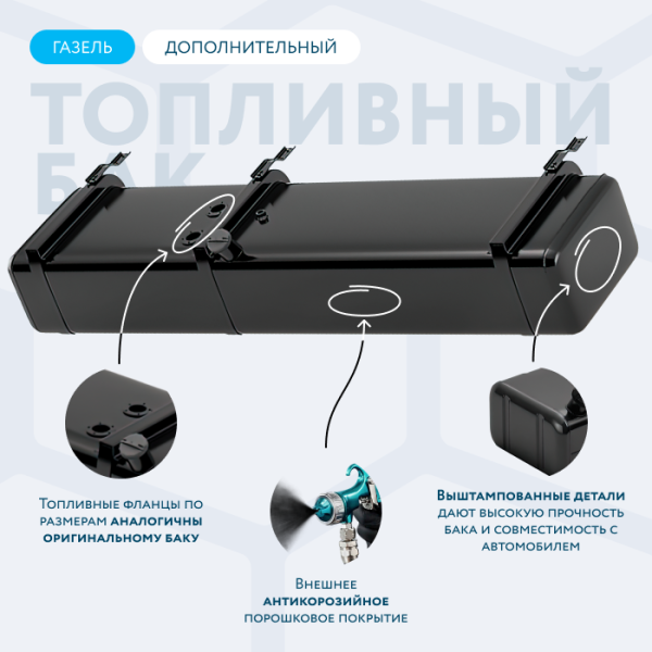 Бензобак 140 литров Газель дополнительный АНТИКОР