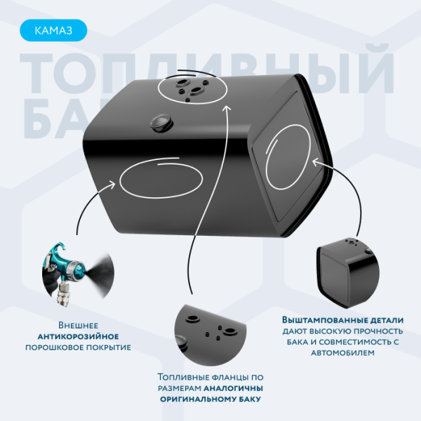 Топливный бак 350 литров (650х650х950)